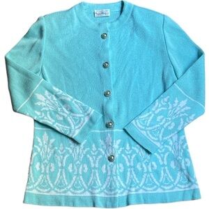 Philippe marques vintage and green/ blue cardigan size 10